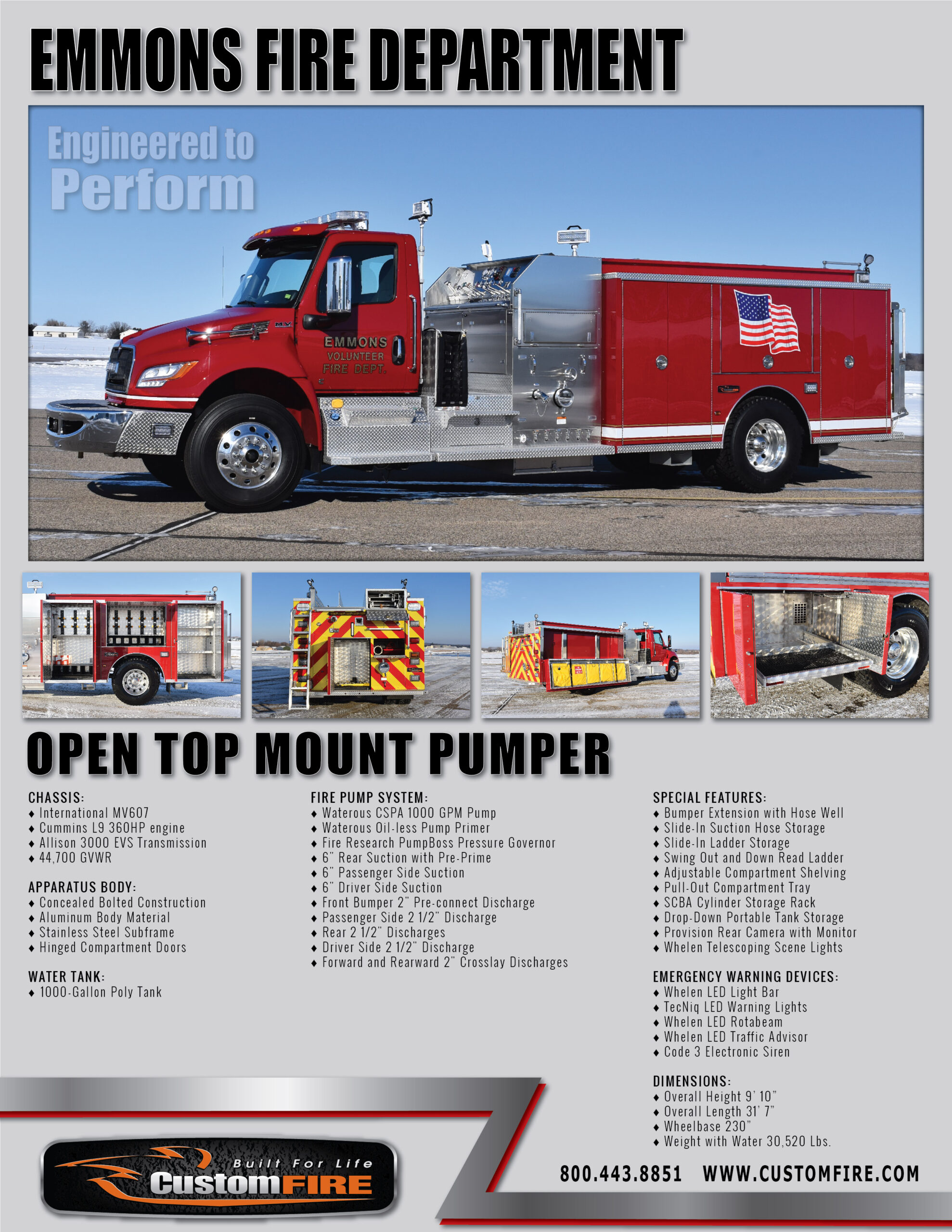 Open top mount pumper vital stats